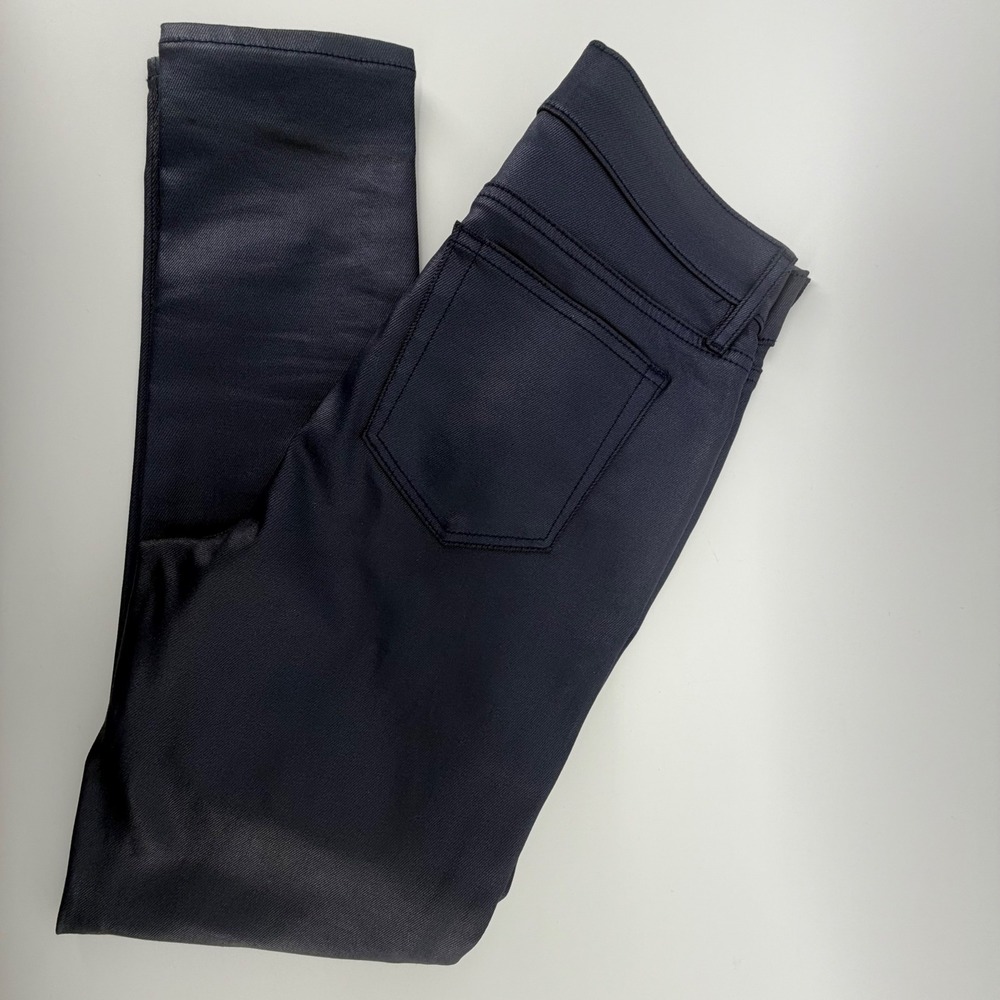 LOFT Outlet Petite Skinny Coated Waxed Jeans Navy Blue Size 2P 2 Petite